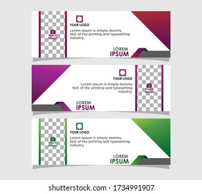 Juego de banner de medios sociales Diseño de publicaciones para empresas y plantillas de publicaciones en medios sociales. vector de plantilla de diseño de banner editable minimalista, plantilla de diseño gráfico geométrico colorido para publicidad