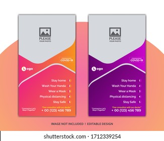 Set of Social Media banner Story Design for Medical health banner about covid 19 coronavirus social media post banner template for Gradient color design poster eps 10