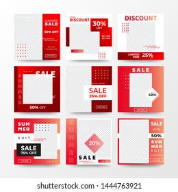 Set of Social Media Banner Template Collection with Red Color