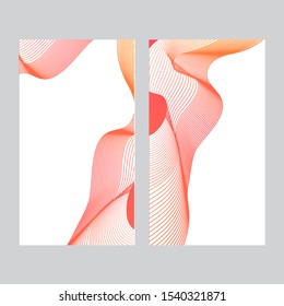 Set of social media banner template for stories. Coral live color, fluent abstract form. Vector