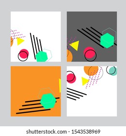 Set of social media banner template for sale and advertising. Memphis style. Vector