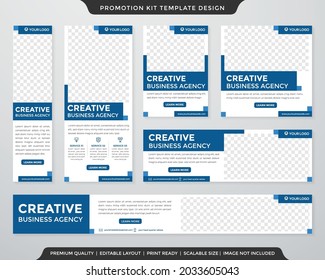 set of social media content and promotion kit template use for website ads banner