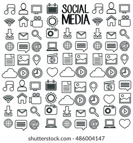 set social media design isolated