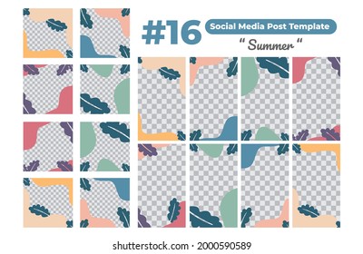 Set of social media design templates for summer, perfect for social media post, background and web internet ads.