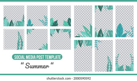 Set of social media design templates for summer, perfect for social media post, background and web internet ads.