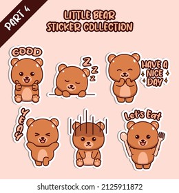 Set of social media emoji little bear sticker collection animal emoticon