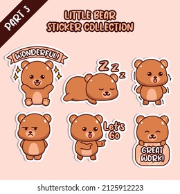 Set of social media emoji little bear sticker collection animal emoticon