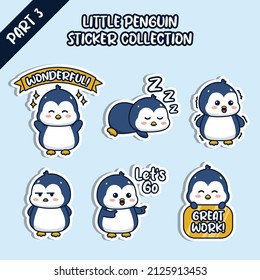 Set of social media emoji little penguin sticker collection animal emoticon