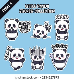 Set of social media emoji little panda sticker collection animal emoticon