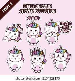 Set of social media emoji little unicorn sticker collection animal emoticon