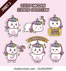 Set of social media emoji little unicorn sticker collection animal emoticon