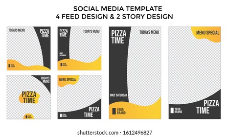 set for social media feed and story template. food edition,  For personal and business accounts.