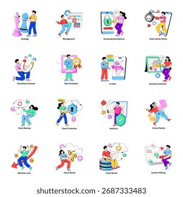 Conjunto de Ilustraciones planas de redes sociales