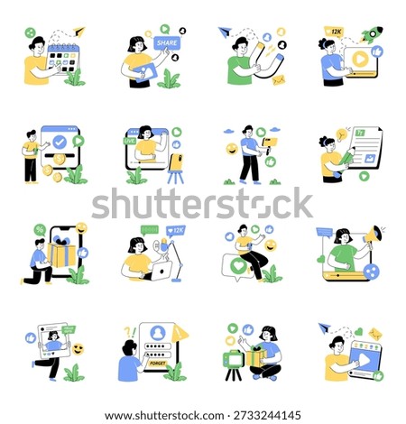 Set of Social Media Flat Illustrations
