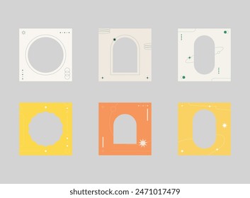 Set of social media frame. Social media post template. Vector illustration.