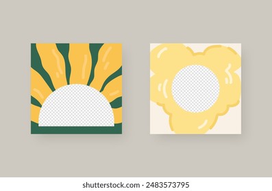 Set of social media frame. Social media post template. Vector illustration.