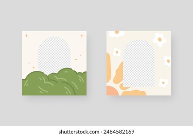 Set of social media frame. Social media post template. Vector illustration.