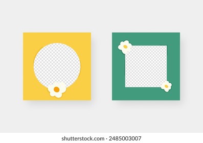 Set of social media frame. Social media post template. Vector illustration.