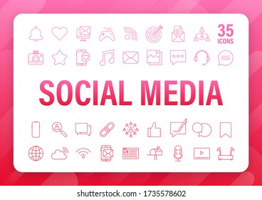 Set Social media icon. Telephone icon. Digital communication. Chat bubble. Vector stock illustration.