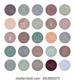 Set of social media icons dashed line flat design.