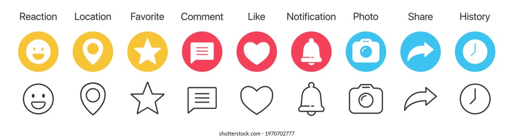 Set of social media icons in different style