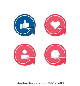 Set of social media icons. Get more attention on social media. 