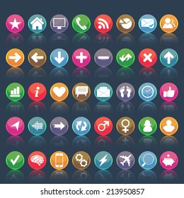 Set of social media icons, round. Vector format.