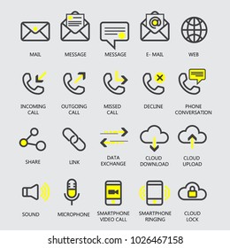 Set of social media icons in thin line style. Universal social media icon to use for web and mobile UI. social media basic UI elements set.Vector illustration