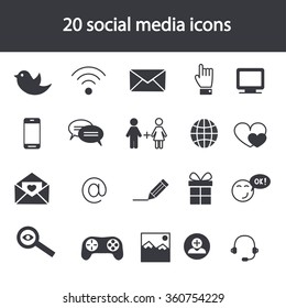 Set of social media icons. Vector illustration.