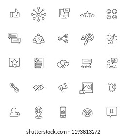 set of social media influencer related icon with simple outline and editable stroke