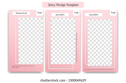 Set of Social media Instagram story design template gradient modern rose pink color soft and feminime for new release female woman fashion cosmetic product