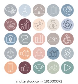 Set of social media line icons flat design.