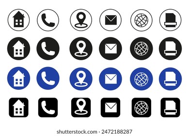  Set of Social media logo with contact icons.Contact us icon set.Contact and Communication Icons.