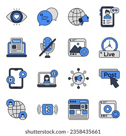 Set of Social Media and Network flat Icons
