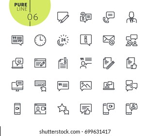 Set of social media and networking icons. Modern outline web icons collection for web and app design and development. Premium quality vector illustration of thin line web symbols.