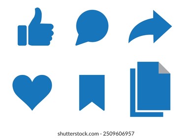 Guardar Establecer iconos funcionales de notificación de redes sociales como, amor, corazón, pulgar hacia arriba, volver a publicar, comentar, compartir, historias de usuario Botón Iniciar sesión de la burbuja de discurso - Vector de acciones