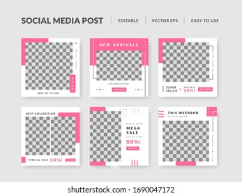 Set of Social Media Post Banner Template Bundle Premium Vector with Minimalist Style.