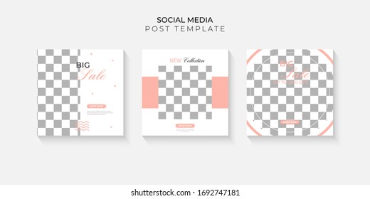 Set of social media post banner template. Editable square for digital marketing,discount,special offer,advertiser,web banner and mobile apps