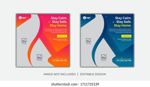 Set of Social Media Post, banner, Story Post for Medical health banner about covid 19 coronavirus social media post banner template for Gradient color design poster eps 10
