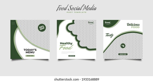 Set of Social Media Post or Banner Template for Healthy Food or Drink Promotion