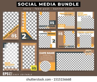 Set of Social Media Post for Coffee Cafe Promotion
