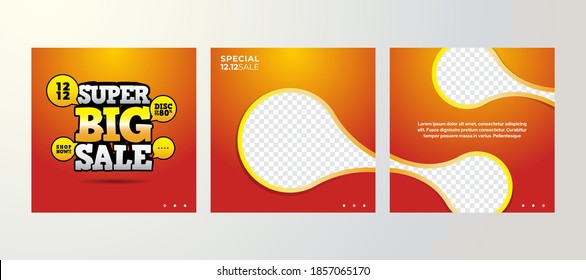 Set of Social media post design template with a cool design element and trendy gradient colors suitable for banner, brochure, poster in vector eps 10