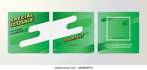 Set of Social media post design template with a 12.12 Sale design element and trendy gradient colors suitable for banner, brochure, poster in vector eps 10