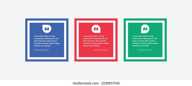 Set of Social Media Post Design Templates for Quotes. Quote Frame Template Set with Copy Space for Text with a different colour. Text in brackets.