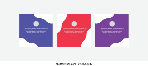 Set of Social Media Post Design Templates for Quotes. Quote Frame Template Set with Copy Space for Text with a different colour. Text in brackets.