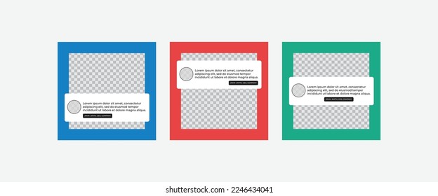 Set of Social Media Post Design Templates for Quotes. Quote Frame Template Set with Copy Space for Text with a different color. Text in brackets.