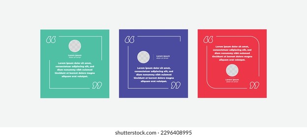 Set of Social Media Post Design Templates for Quotes. Quote Frame Template Set with Copy Space for Text with a different colour. Text in brackets.