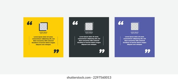 Set of Social Media Post Design Templates for Quotes. Quote Frame Template Set with Copy Space for Text with a different colour. Text in brackets.