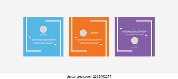 Set of Social Media Post Design Templates for Quotes. Quote Frame Template Set with Copy Space for Text with a different colour. Text in brackets.