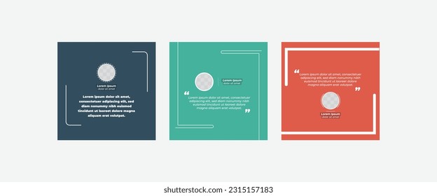 Set of Social Media Post Design Templates for Quotes. Quote Frame Template Set with Copy Space for Text with a different colour. Text in brackets.